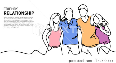 hand drawn single line art of diverse people, faceless contour sketch modern portrait teamwork and friendship minimalist hand drawn single line art of diverse people, faceless contour sketch modern portrait teamwork and friendship minimalist 142588553