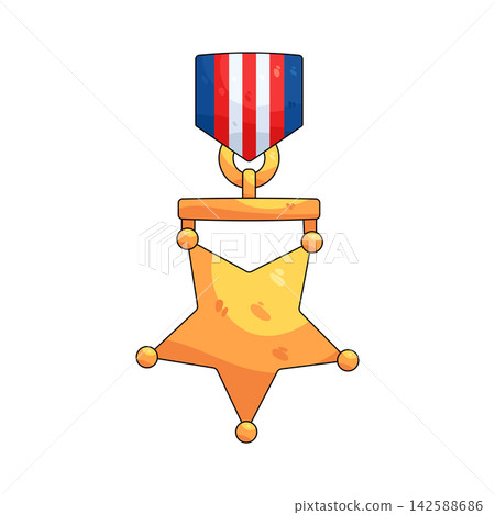 Illustration of golden star badge Illustration of golden star badge 142588686