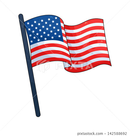 Illustration of american flag waving Illustration of american flag waving 142588692