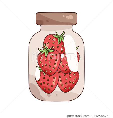 Illustration of jar of strawberries 142588740