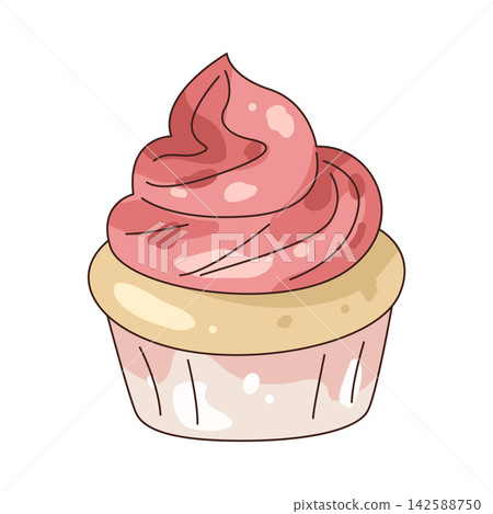 Illustration of strawberry cupcake 142588750