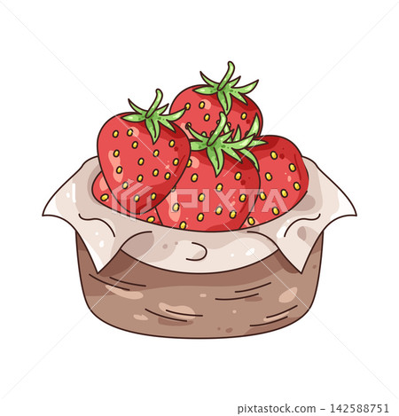 Illustration of strawberries in a basket 142588751