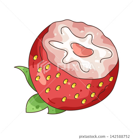 Illustration of bitten strawberry 142588752