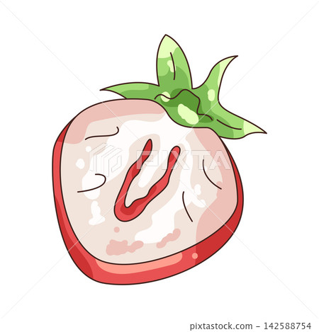 Illustration of strawberry half 142588754