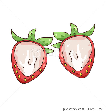 Illustration of strawberry half 142588756