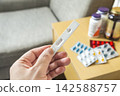 Corona test kits and first aid kits 142588757