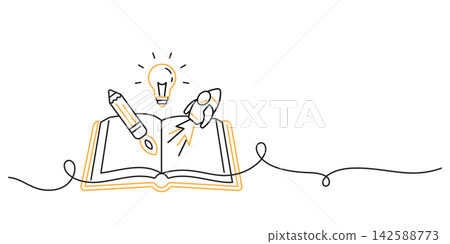creative thinking ideas smart learning single line illustration creative thinking ideas smart learning single line illustration 142588773