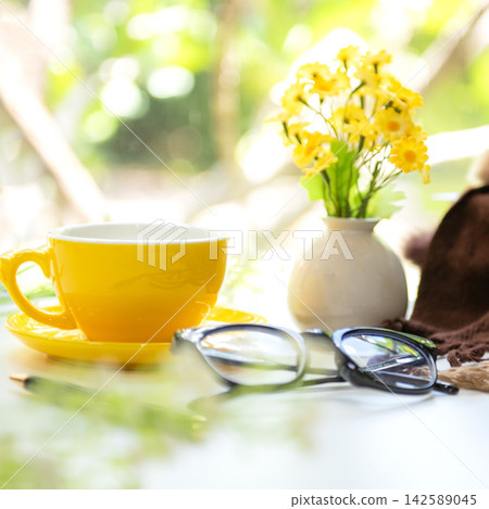 Dream plan notebook workspace inspiring personal growth and life goals with yellow cup coffee 142589045