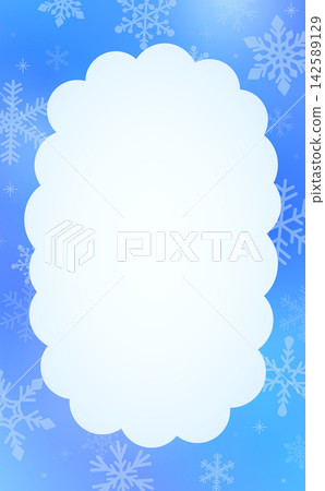 雪花背景的蓬鬆邊框（直式版） 142589129