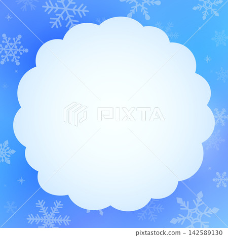 雪花背景的蓬鬆邊框 - 方形 雪花背景的蓬鬆邊框 - 方形 142589130