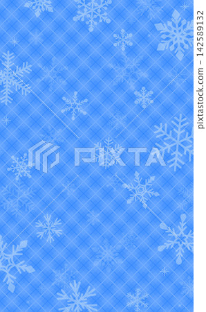 Blue checkered background with falling snowflakes_vertical Blue checkered background with falling snowflakes_vertical 142589132