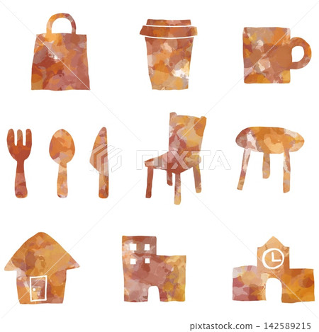 Hand-drawn lifestyle and home items 9-piece set Hand-drawn lifestyle and home items 9-piece set 142589215