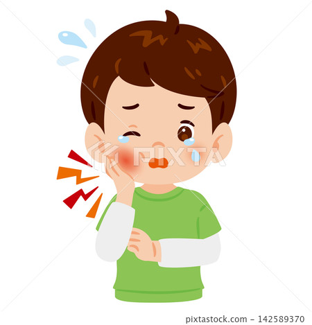 一幅男孩哭泣時上半身的插圖,他的臉頰腫脹。 一幅男孩哭泣時上半身的插圖,他的臉頰腫脹。 142589370