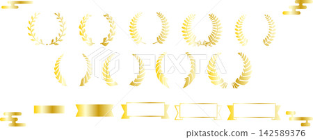 A set of various laurel wreath and obi designs. A set of various laurel wreath and obi designs. 142589376