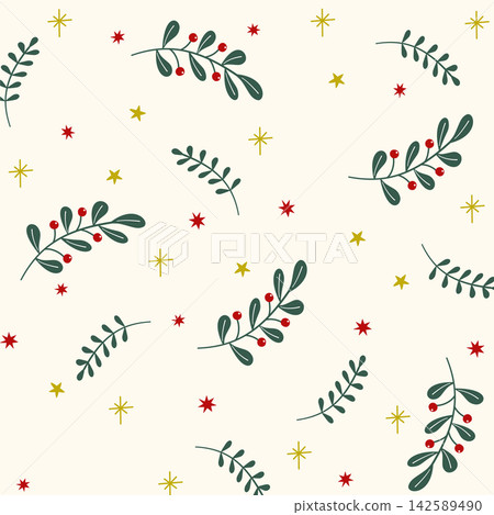 Illustration material of a Nordic-style Christmas tree pattern 142589490