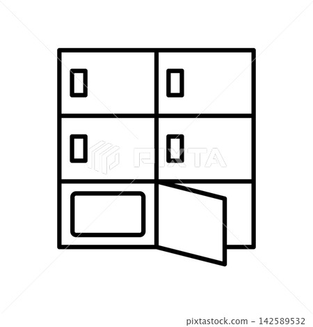 A simple delivery locker icon with an open door. A simple delivery locker icon with an open door. 142589532