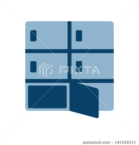 A simple delivery locker icon with an open door. A simple delivery locker icon with an open door. 142589533
