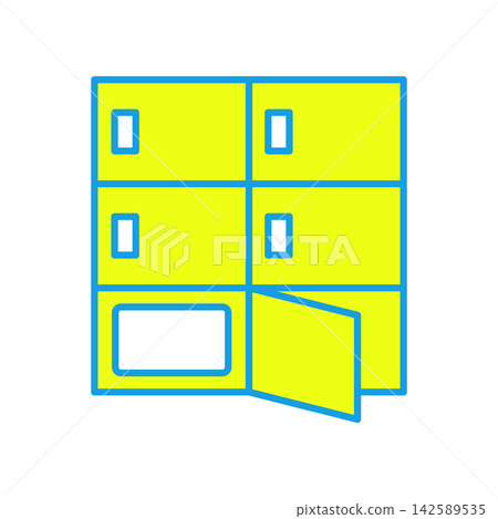 A simple delivery locker icon with an open door. A simple delivery locker icon with an open door. 142589535