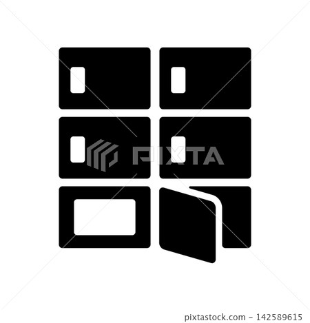 A simple delivery locker icon with an open door. A simple delivery locker icon with an open door. 142589615