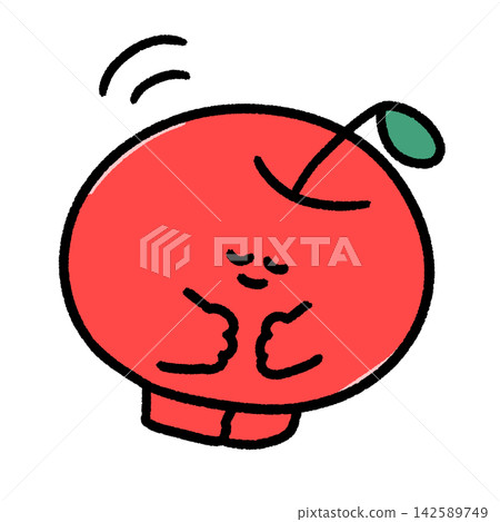 A cute and relaxed apple character illustration bowing. A cute and relaxed apple character illustration bowing. 142589749