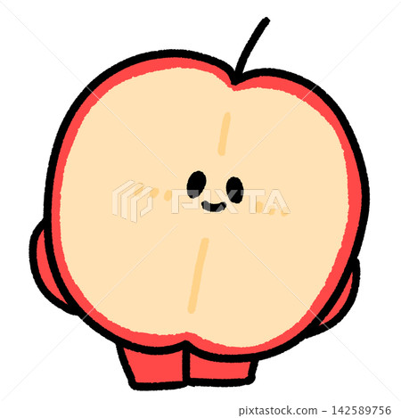 A cute, quirky apple character cut in half A cute, quirky apple character cut in half 142589756