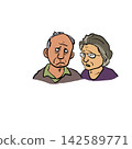 An illustration of an elderly couple feeling anxious about the future. 142589771