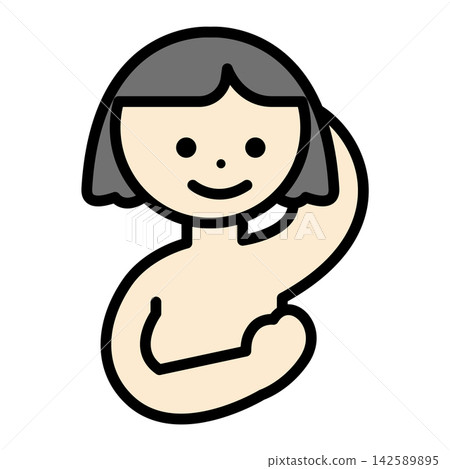 An illustration of a woman checking her breasts for lumps. An illustration of a woman checking her breasts for lumps. 142589895