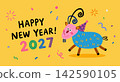 Happy New Year 2027 Goat Illustration 142590105