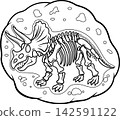Triceratops Dinosaur Fossil Skeleton Coloring Page 142591122