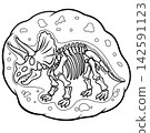 Triceratops Dinosaur Fossil Skeleton Coloring Page 142591123