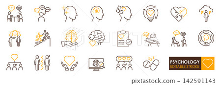 Psychology icon mental health symbol human brain heart symbol therapy concept emotional wellbeing 142591143