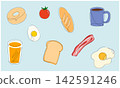 Breakfast illustration, drawn in one stroke 142591246