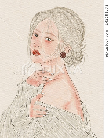portrait of a beautiful girl portrait of a beautiful girl 142591372