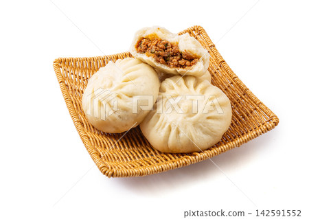 large Chinese Steamed Pork Buns Traditional Breakfast Baozi 142591552