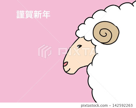 Sheep, Year of the Sheep, New Year's card, New Year, cute, animal, illustration, zodiac sign, New Year, New Year's card material, mouse, vector, mouse 142592263