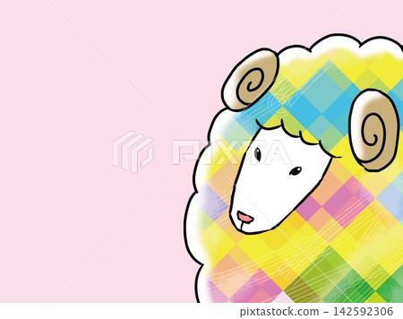 羊，羊年，新年賀卡，新年，可愛，動物，插畫，中國生肖，新年，新年賀卡素材，老鼠，向量圖，滑鼠 142592306
