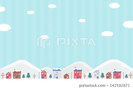 陽光明媚的冬日街景(橫幅)第一幀 陽光明媚的冬日街景(橫幅)第一幀 142592871