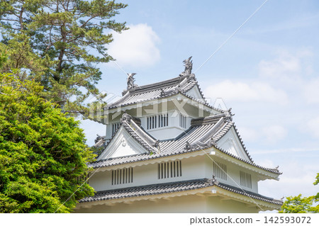 Yoshida Castle (Iron Turret) and lush green trees in Toyohashi City, Aichi Prefecture Yoshida Castle (Iron Turret) and lush green trees in Toyohashi City, Aichi Prefecture 142593072