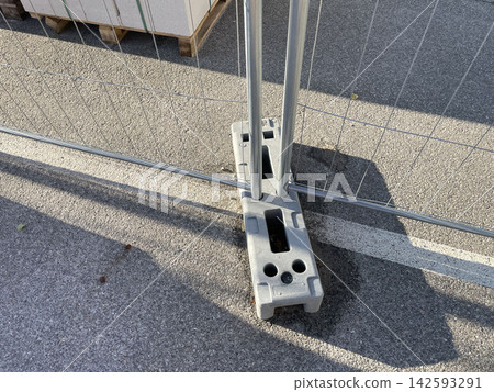 Fence post on construction site outdoor Fence post on construction site outdoor 142593291