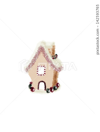 Watercolor-style Christmas gingerbread house 142593765
