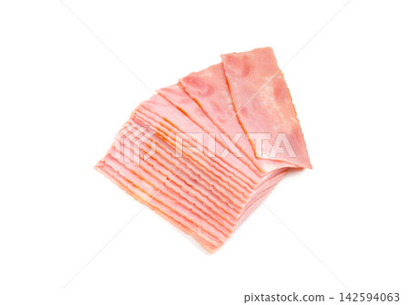 Low-fat lean shoulder bacon (sliced) [White background, cutout] 142594063