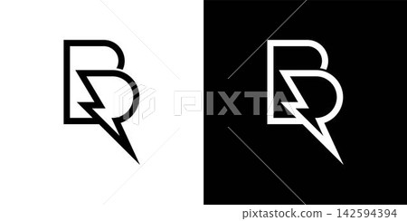 Initial BR letter logo with lightning bolt logo vector design Initial BR letter logo with lightning bolt logo vector design 142594394