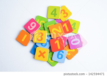Math number colorful on white background, education study mathematics learning teach. Math number colorful on white background, education study mathematics learning teach. 142594471
