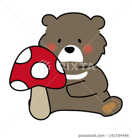 A large mushroom and a bear A large mushroom and a bear 142594496