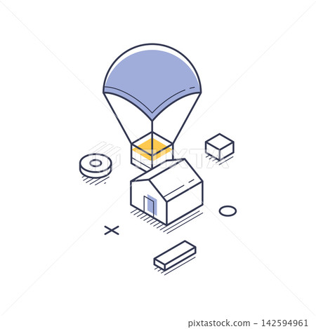Airdrop Delivery Service With Parachute And Box Isometric Vector Illustration Airdrop Delivery Service With Parachute And Box Isometric Vector Illustration 142594961