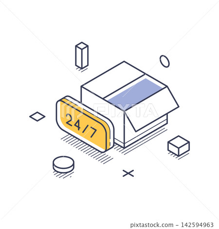 24 7 Nonstop Delivery And Shipping Service Open Box Isometric Vector Illustration 24 7 Nonstop Delivery And Shipping Service Open Box Isometric Vector Illustration 142594963