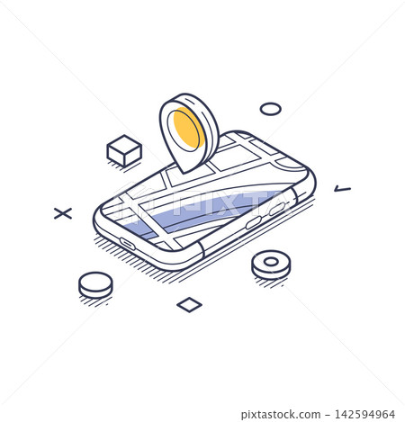 GPS Navigation Map On Phone Screen With Location Pin Isometric Vector Illustration GPS Navigation Map On Phone Screen With Location Pin Isometric Vector Illustration 142594964