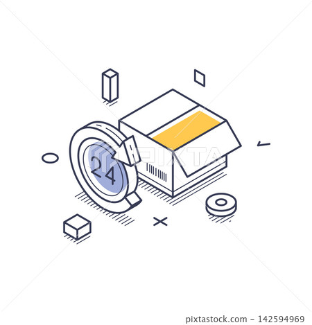 24 Hour Express Package Delivery And Shipping Service Isometric Vector Illustration 24 Hour Express Package Delivery And Shipping Service Isometric Vector Illustration 142594969