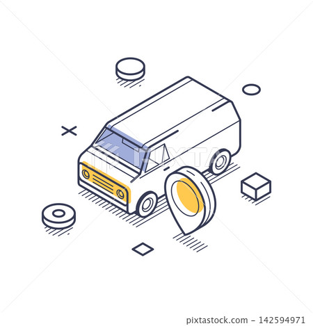 Delivery Van Location Tracking And Shipping Service Isometric Vector Illustration 142594971