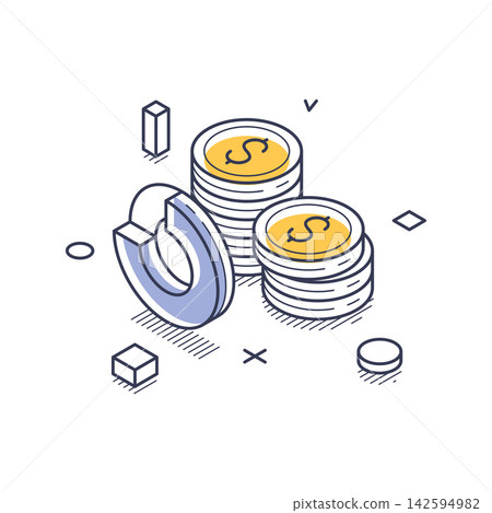 Financial Analytics And Profit Data With Pie Chart Isometric Vector Illustration Financial Analytics And Profit Data With Pie Chart Isometric Vector Illustration 142594982